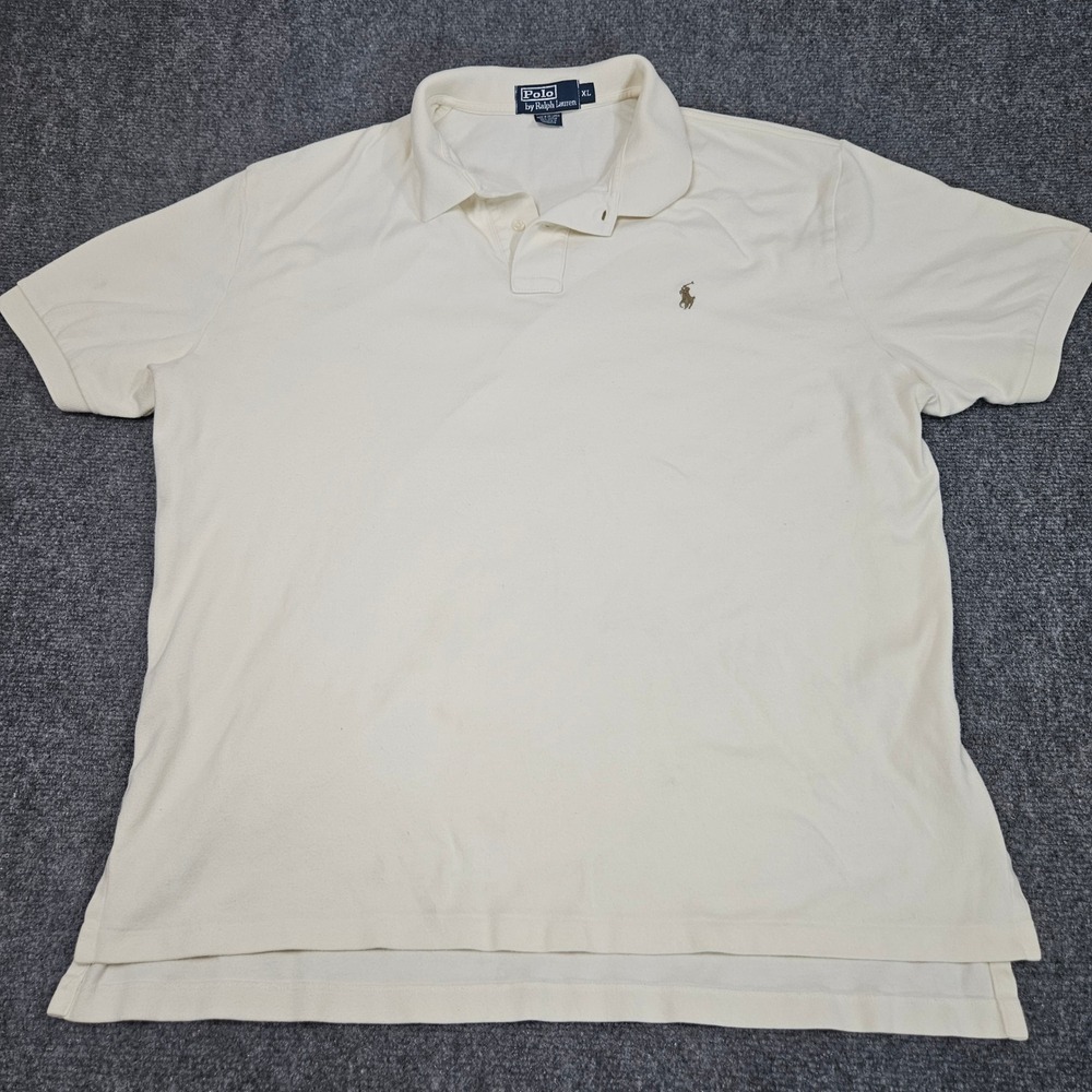 Polo Ralph Lauren Polo Shirt XL‎ White Heavy Distress Grunge Workwear Patina